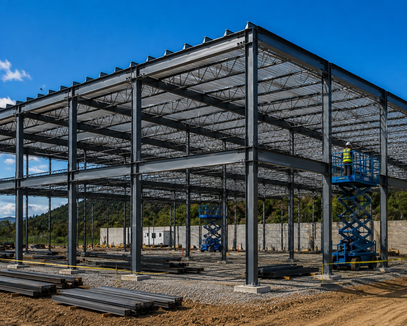 Commercial structural construction underway