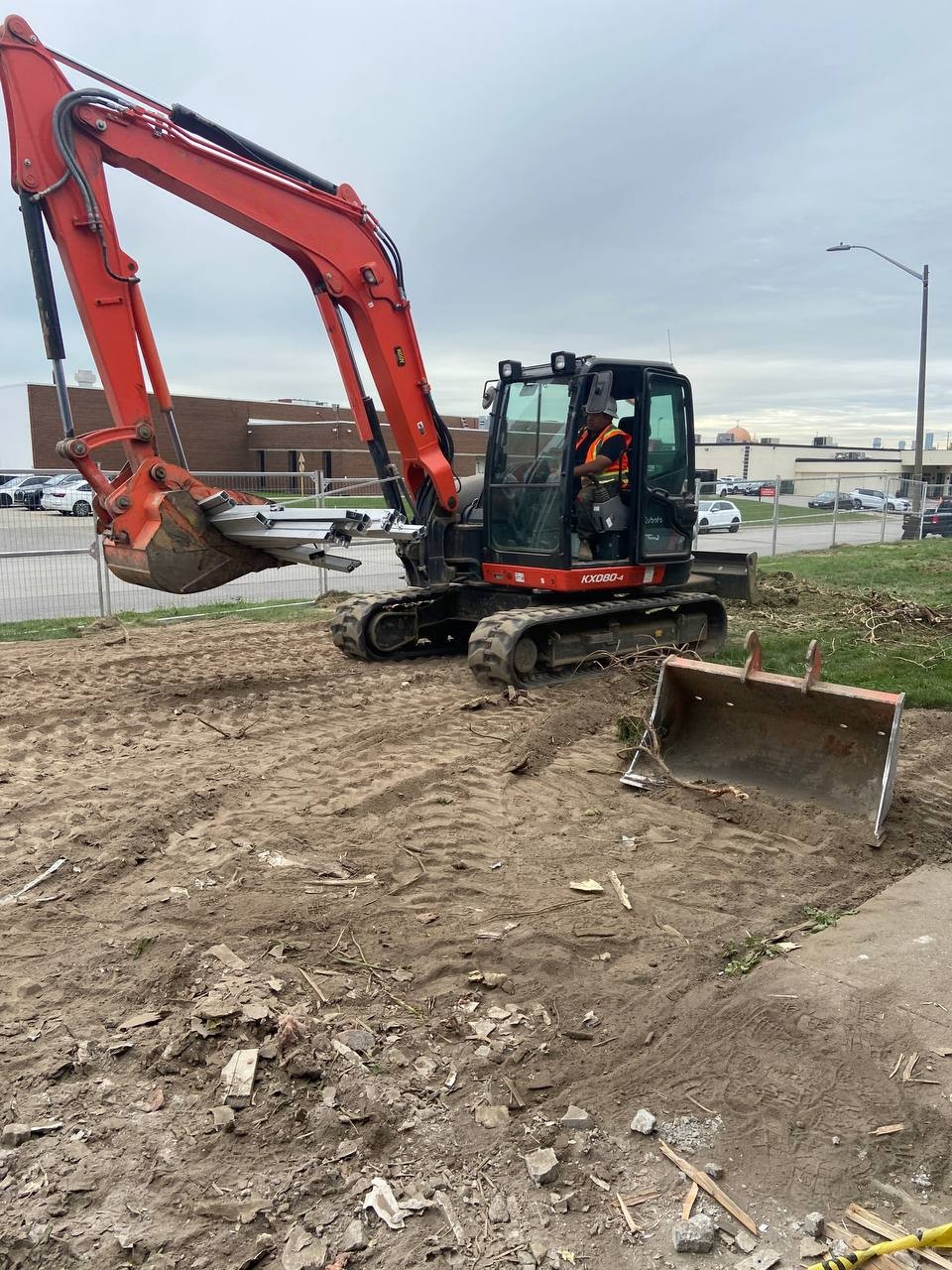Excavator preparing a demolition site